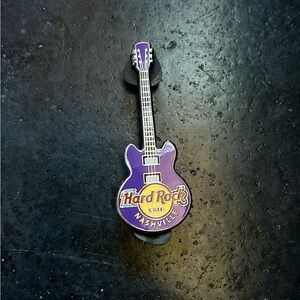 Hard Rock Cafe Nashville Purple and Yellow Enamel Guitar Pin
